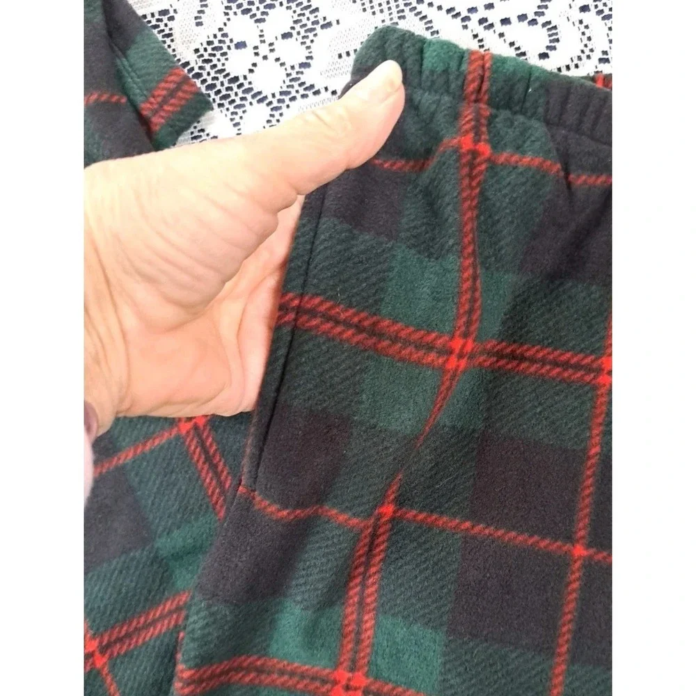 Berkley Jensen Pajamas Set Womens M Green Plaid Fleece Holiday‎ Loungewear NWT